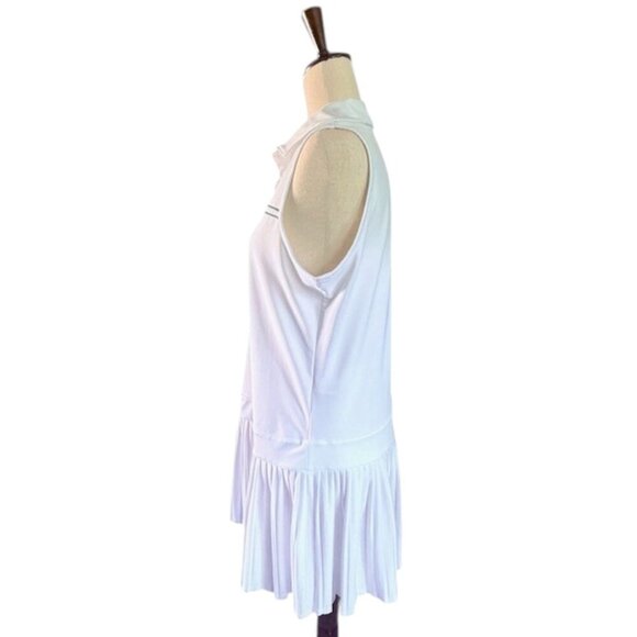 Vineyard Vines Performance Pleated Sport Dress White Blue Stripes Sleeveless M - Picture 5 of 13